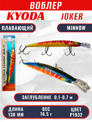 Воблер KYODA Joker Minnow-130F длина 13,0 см вес 16,5 гр цвет P1932 заглубление 0,1-0,7 м