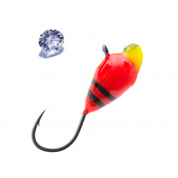 Мормышка вольфрамовая Lumicom Капля с ушком Ф4 обмазка с камнем винт RBLd, цена за 1 шт.