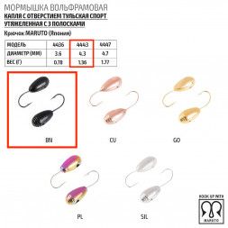 Мормышка вольфрамовая Spider Капля с отв. тульская спорт утяж. MW-SP-4443-BN