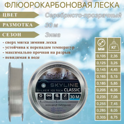 Леска SPRUT Skyline Fluorocarbon Composition Classic Silver 0.165 30м