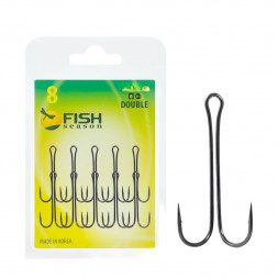 Крючок Сезон Рыбалки ДВОЙНОЙ с длинным цевьем, №3/0, покрытие BN уп. 5 шт