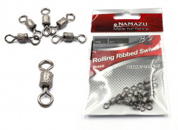 Вертлюг Namazu ROLLING RIBBED SWIVEL, латунь, цв. BN, р. 1/0, test-72 кг уп.5 шт