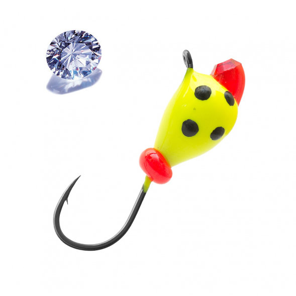 Мормышка вольфрамовая Lumicom Капля с ушком Ф3.2 обмазка с камнем точки Ytd, цена за 1 шт.