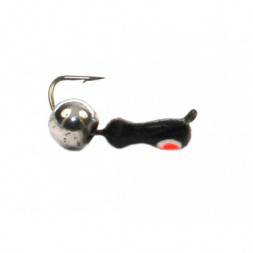 Мормышка вольфрамовая Рефлекс-М 2 Муравей Черн, Красн Глаз + Шар Гранен Серебро 3мм 0,3гр 12 шт.
