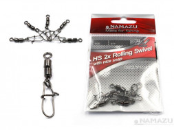 Вертлюг с застежкой Namazu Pro ROLLING RIBBED SWIVEL WITH NICE SNAP, цв. Carbon, р. 6, test-27 кг, к